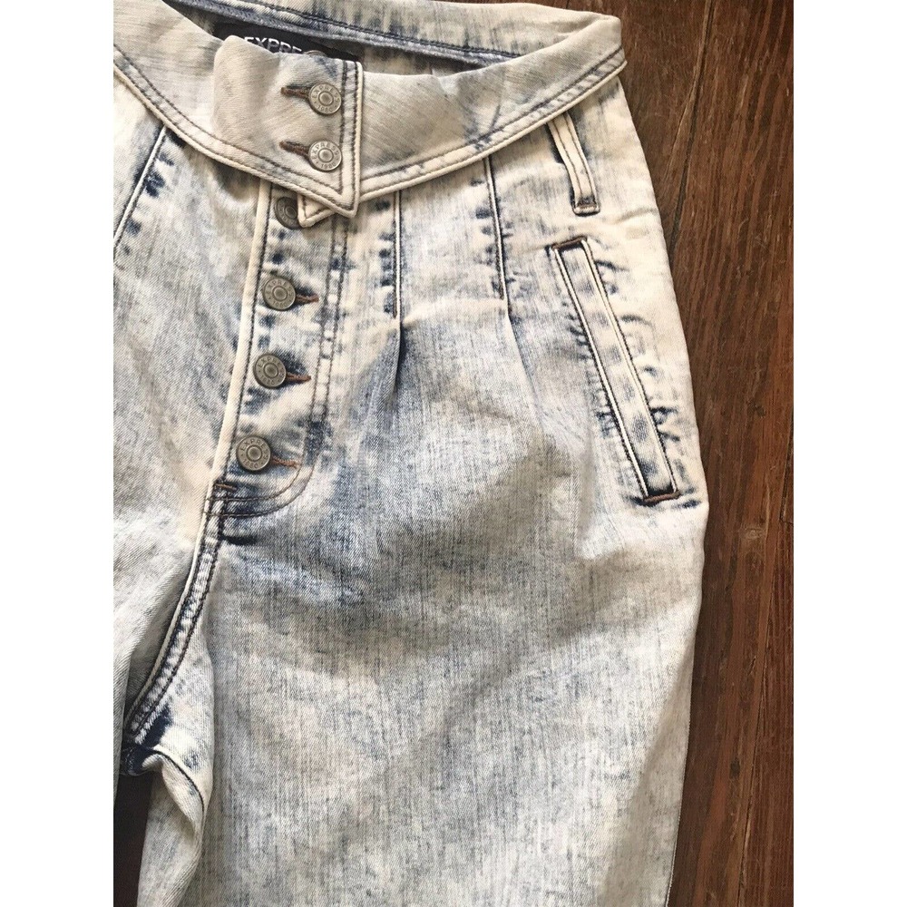 Express Ankle Legging Mid Rise Button Fly Jeans Light Wash Denim 6 R Repreve - Picture 4 of 9